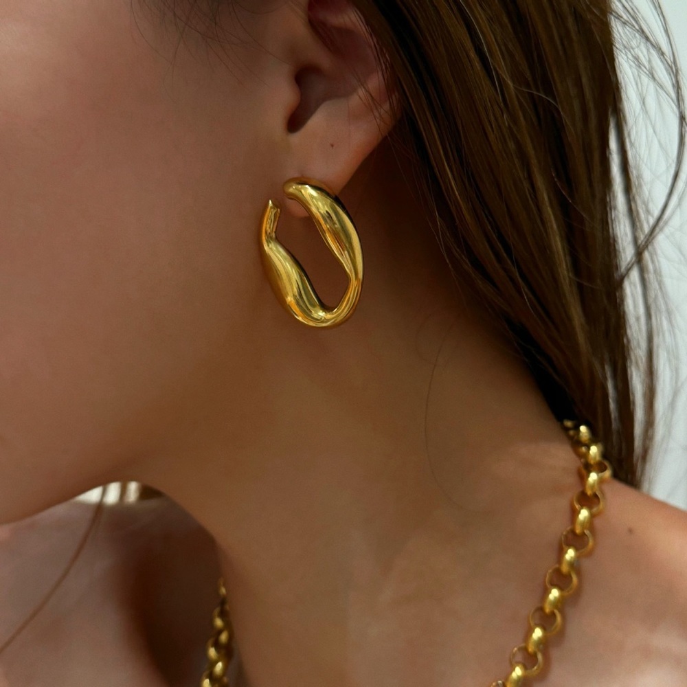 24K Gold Irregular Shape Earrings*Abstract Design*Versatile Earrings*